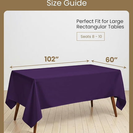 Utopia Kitchen Rectangle Tablecloth, 2-Pack 60 x 102 Inch, Purple