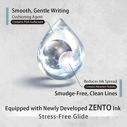 ZENTO Signature Model Silver Ballpoint Pen 0.38mm Ink Color Black UBZH38.26 With Original Stylus Ballpoint Touch Pen