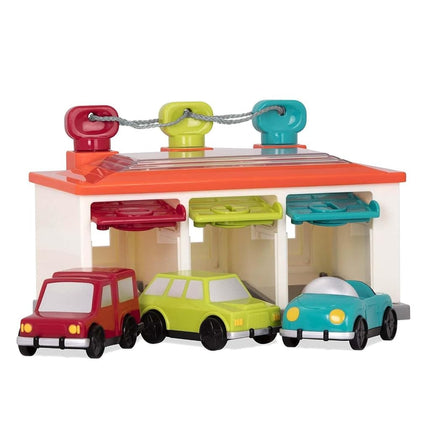 Battat 3-Car Garage, Color Sorting Push-and-Go Playset, Toddler