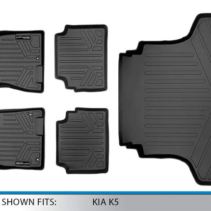 SMARTLINER Tapis de sol et tapis de coffre sur mesure noirs compatibles avec Kia K5 2021-2022 (modèles AWD uniquement)