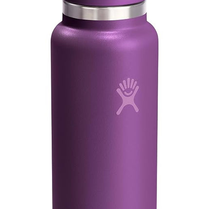 Hydro Flask Water Bottle - Insulated Stainless Steel - Wide Straw Lid, Non Spill, Leakproof in 40 Oz Beachplum Purple