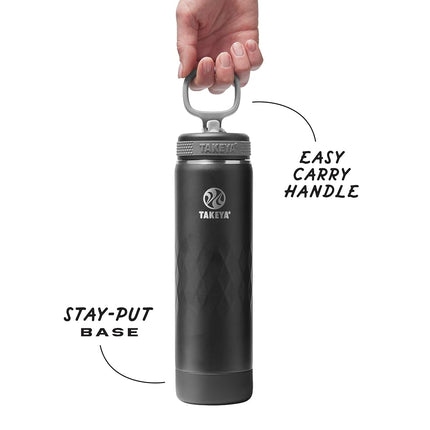 Bouteille d'eau Takeya Sport en acier inoxydable triple isolation de 650 ml – Anti-fuite, anti-transpiration, sans BPA, garde les boissons froides 36 heures, chaudes 14 heures – Obsidienne