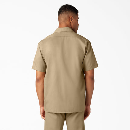 Dickies Men's Twill Short Sleeve Work Shirt – Lightweight Durable Uniform with Pockets for Warehouse, HVAC, Khaki, 4X-Large Big Tall