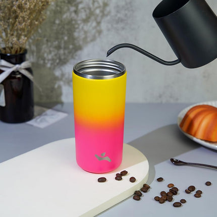 Konokyo Tumbler with Lid, 16 oz Travel Coffee Mug Double Wall Vacuum Stainless Steel Thermal Metal Cup Insulated Water Bottle,Rainbow