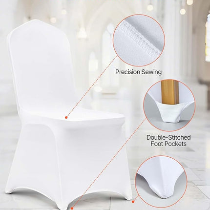 VEVOR 100 Pcs White Chair Covers Polyester Spandex Chair Cover Stretch Slipcovers for Wedding Party Dining Banquet Flat-Front Chair Covers