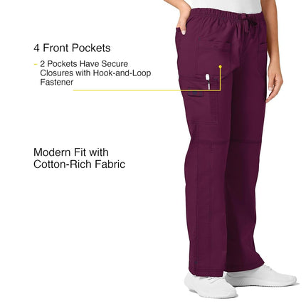 WonderWink 6208AWINXXS WonderFLEX Women's Patience Curved Notch-Neck Top, Wine, Standard-XXS Size