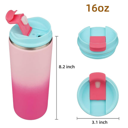 Konokyo Tumbler with Lid, 16 oz Travel Coffee Mug Double Wall Vacuum Stainless Steel Thermal Metal Cup Insulated Water Bottle,Cherry