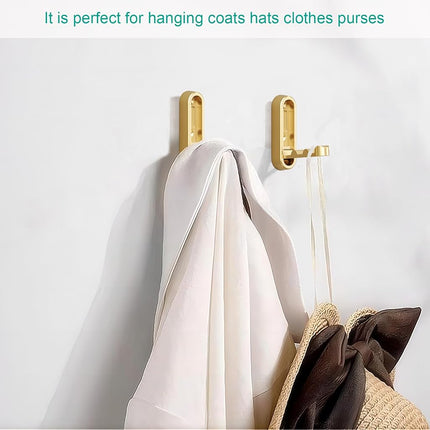 Foldable Towel Hooks for Bathroom 4 Pack,Wall Hooks for Hanging Heavy Duty Coat Robe Purse Foldable Hooks Storage Solution for Bathroom,Closet,Entryway,Pool and Kitchen (4, Brushed Gold)