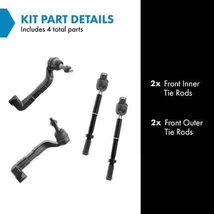 Tie Rod Kit Inner & Outer Set of 4 LH & RH Front for Chrysler Dodge AWD