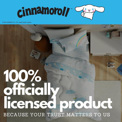 Cinnamoroll Bedding - 4 Piece Twin Size Bed Set - Super Soft Microfiber Comforter and Sheet Set, (Officially Licensed Product) by Franco Collectibles