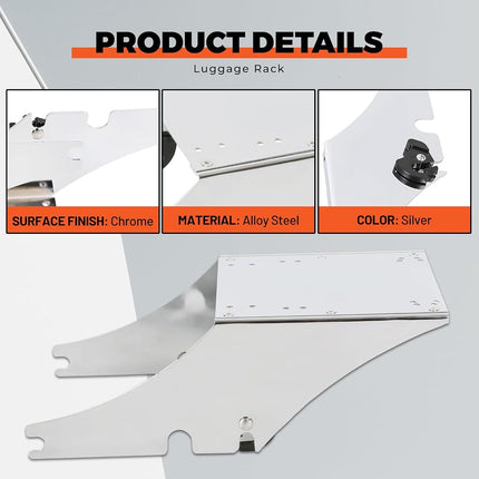 ECOTRIC Trunk Mount Bracket Compatible with 1984-UP Harley Softail Heritage Deluxe Fat Boy Motorcycle Touring Luggage Storage Box Mount Chrome Steel