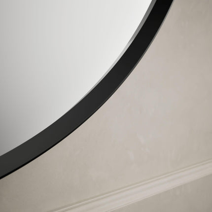 Miroir mural rond de salle de bain Kohler Essential de 32 po L x 32 po H avec cadre en noir mat