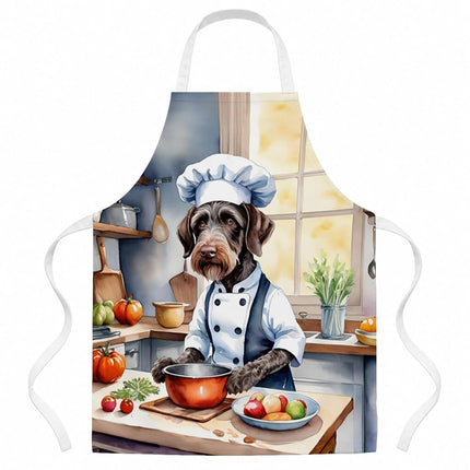 Delantales Caroline's Treasures de puntero alemán de pelo duro The Chef para cocinar, para camareros, para hornear, para manualidades, para jardinería, para adultos, mujeres y hombres, unisex, grande, multicolor