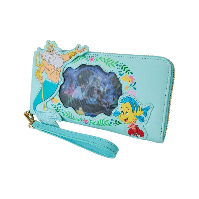 Loungefly The Little Mermaid Ariel Princess Lenticular Zip Around Wallet, Teal, One Size