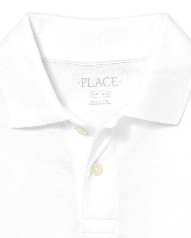 The Children's Place Big Boys' Long Sleeve Uniform Polo, White, X-Large/14