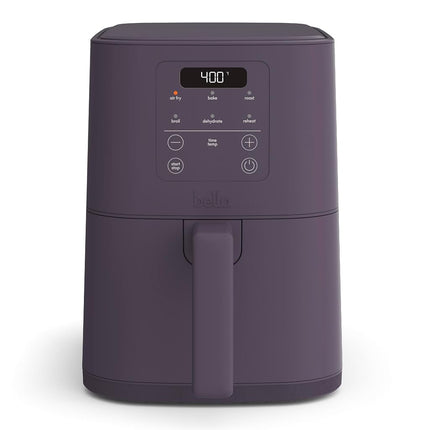 bella 4Qt Slim Air Fryer, Fits-anywhere� Kitchenware, EverGood� Ceramic Nonstick Coating, Adjustable Temperature, 6 Preset Cooking Options, 60 Min Auto Shutoff w Audible Tone, 3.3lb Capacity, Plum