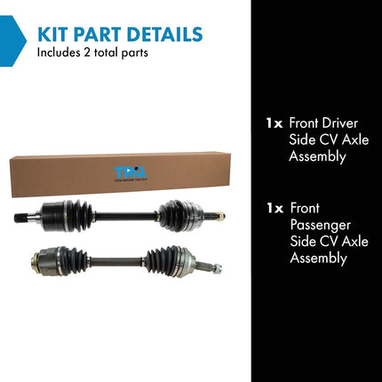 TRQ Front Driver & Passenger Side CV Axle Assembly Set for 99-05 Hyundai Sonata 01-06 Kia Optima