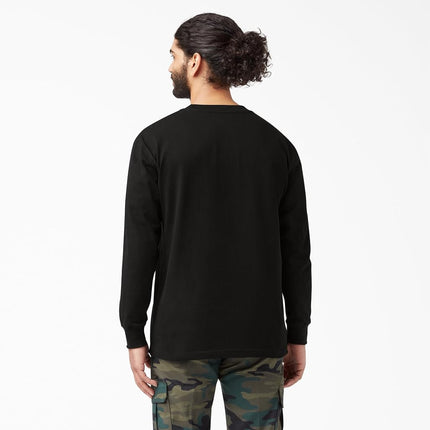 Camiseta de cuello redondo de manga larga Dickies para hombre, talla grande y alta, color negro, talla L/alta