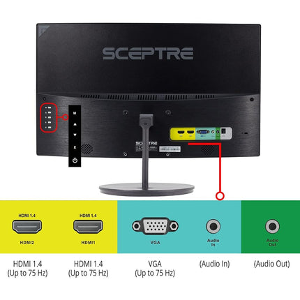 Moniteur de jeu incurvé Sceptre 24 pouces 1080p R1500 98 % sRGB HDMI x2 VGA Haut-parleurs intégrés, support mural VESA Noir machine (Série C248W-1920RN)