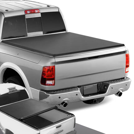 DNA Motoring TTC-RU-018 Truck Bed Soft Vinyl Roll-Up Tonneau Cover Compatible with 2009-2018 Ram 5.7Ft Fleetside Short Bed, Black