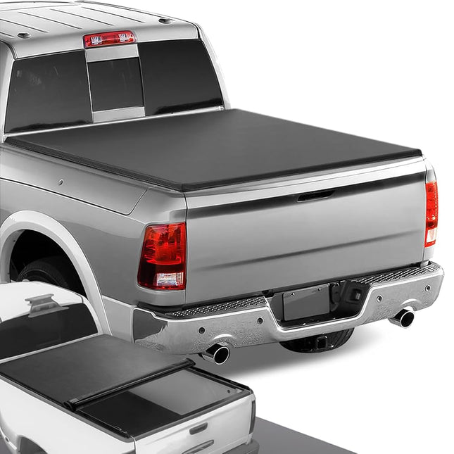 DNA Motoring TTC-RU-018 Truck Bed Soft Vinyl Roll-Up Tonneau Cover Compatible with 2009-2018 Ram 5.7Ft Fleetside Short Bed, Black