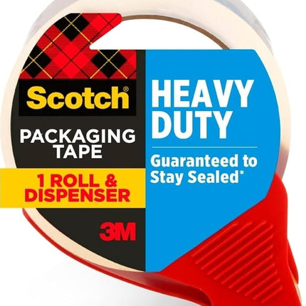 Scotch Heavy Duty Shipping Packing Tape, Clear, Holiday Shipping Supplies, 1.88 in. x 38.2 yd., 1 Tape Roll with Dispenser