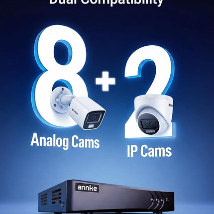 ANNKE 3K/5MP Lite 8CH Security DVR with AI Human/Vehicle Detection, No HDD