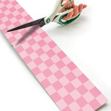 Teacher Created Resources Cool for School Pink Checkered Border - 50 Feet - Decorative Bulletin Boards, Walls, Desks, Windows, Doors, Lockers, Schools, Classrooms, Home School and