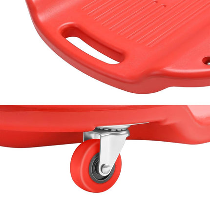 DNA MOTORING 38 Inches Low Profile Plastic Rolling Garage Shop Floor Creeper with Side Pockets & 6pcs Casters, Red, TOOLS-00390
