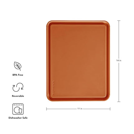 KitchenAid Classic Plastic Cutting Board with Perimeter Trench and Non Slip Edges, Dishwasher Safe, 11 x 14 inch, Scorched Orange