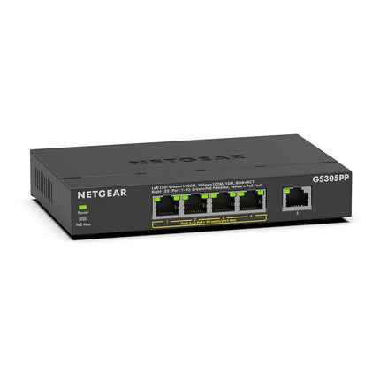 NETGEAR 5-Port Gigabit Ethernet Unmanaged PoE Switch (GS305PP) - with 4 x PoE+ @ 83W, Desktop or Wall Mount