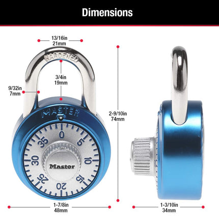 Master Lock 1561DAST Locker Lock Combination Padlock, Assorted Colors, 1 Pack
