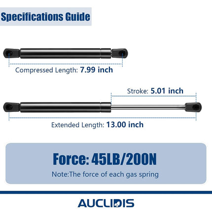 SE130P45 13 inch 45lb/200N Gas Strut Shock Spring Lift Support for Leer Camper Shell Truck Topper Cap Canopy Door Window Toolbox Snugtop Replacement Parts, 1424EY CS130045, Set of 2 by AUCLIDIS
