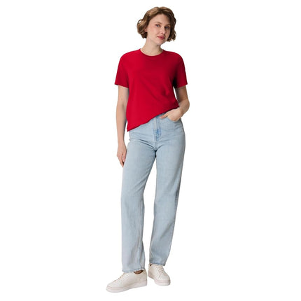 Hanes Women's Perfect-T Short Sleeve Cotton Crewneck T-Shirt, Deep Red, S