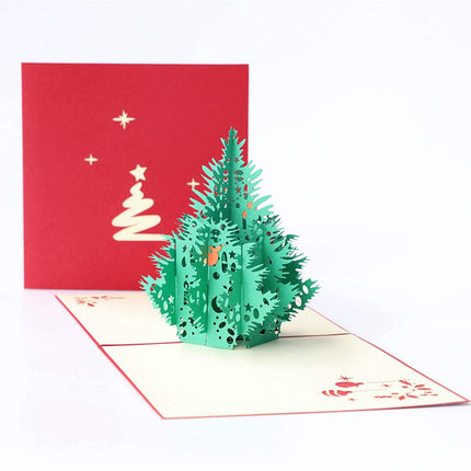 ENJOYPRO 3D Pop Up Christmas Tree Greeting Card 8PCS, Laser Cut card with Envelope for Xmas and Happy New Year (3D Christmas Tree, Pack of 8)