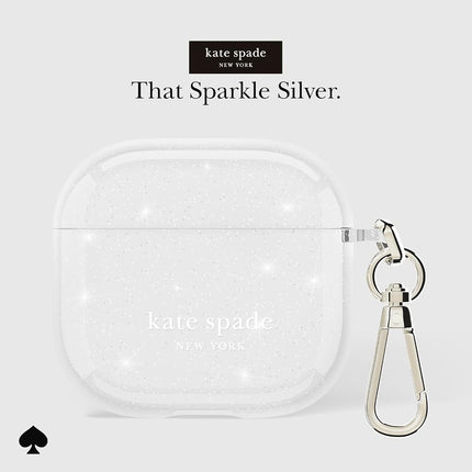 kate spade new york AirPods 4 Protective Case with Keychain Ring - That Sparkle Silver, Compatible with AirPods 4th Generation