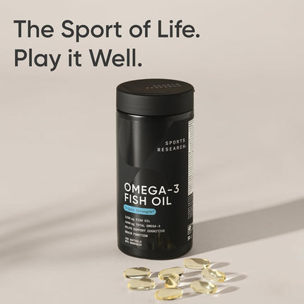 Sports Research Omega-3 Aceite de Pescado Triple Concentración Forma Triglicérido 1250 mg 180 Cápsulas Blandas