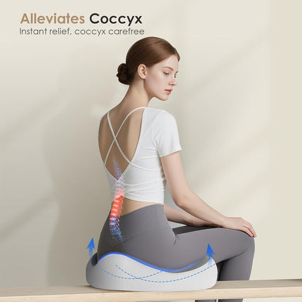 FLORICH Car Seat Cushion for Driving, Memory Foam Seat Cushion for Car Office Chair, Ergonomic Office Seat Chair Cushion for Sciatica Pain Relief, Larger Car Seat Cushion for Trunk - Grey