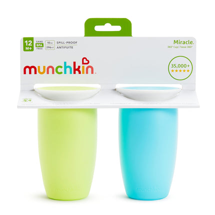Munchkin Miracle 360 Sippy Cup, Green/Blue, 10 Ounce, 2 Count