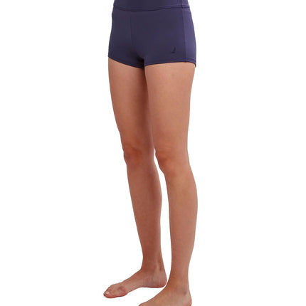 Nautica Women's Standard Mid-Rise Flattering Wide Waistband Boy Leg Bikini Bottom Swimsuit, Deep Sea Navy, X-Large