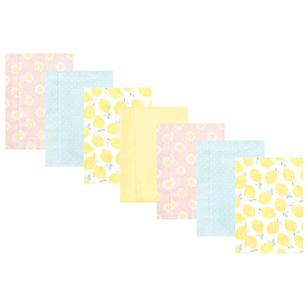 Bavoirs en flanelle de coton unisexe Hudson Baby, motif marguerites citrons, lot de 7, taille unique