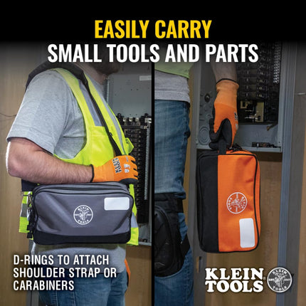 Klein Tools 55579 Zipper Tool Pouch Set, Dual Compartments, Heavy-Duty 10 x 6-Inch and 12 x 7-Inch Bags, Multipurpose Organizer for Tools and Crafts, 2-Pack