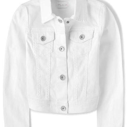 Veste en jean pour fille The Children's Place, blanche, 5-6