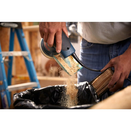 BOSCH ROS20VSC Palm Sander 2.5 Amp 5 Inch Corded Variable Speed Random Orbital Sander, Polisher Kit with Dust Collector and Soft Carrying Bag