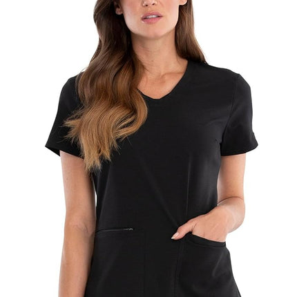 Cherokee Women's Plus Size V-Neck Scrubs Top, Black, XL