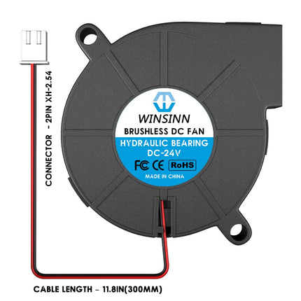 WINSINN 50mm Blower Fan 24V 5015 Hydraulic Bearing 50x15mm Turbine Turbo - High Speed (Pack of 4Pcs)