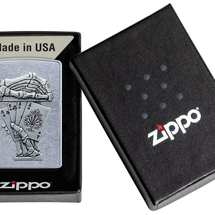 Zippo Dead Mans Hand Emblem Design Pocket Lighter