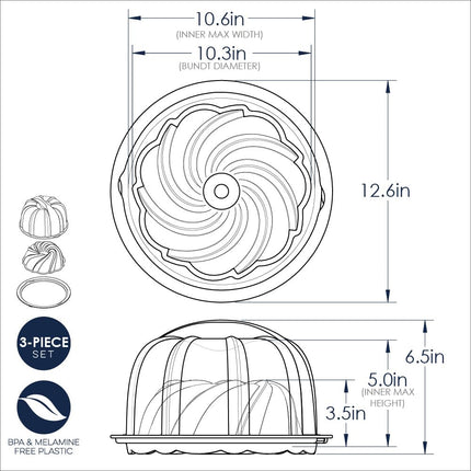 Nordic Ware Formed Swirl Bundt with Keeper, 10 Cup, Twilight Blue