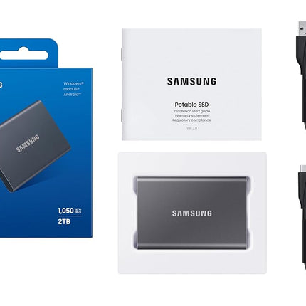 Samsung T7 Portable SSD 1TB - Up to 1050MB/s - USB 3.2 External Solid State Drive, Blue (MU-PC1T0H/AM)