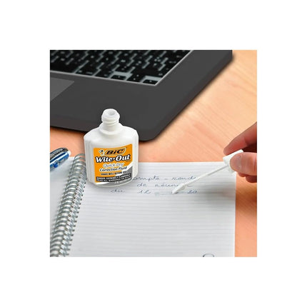 BIC , Wite-Out, Correction Fluid With Foam Applicator, Quick Dry, White, Pack Of 12